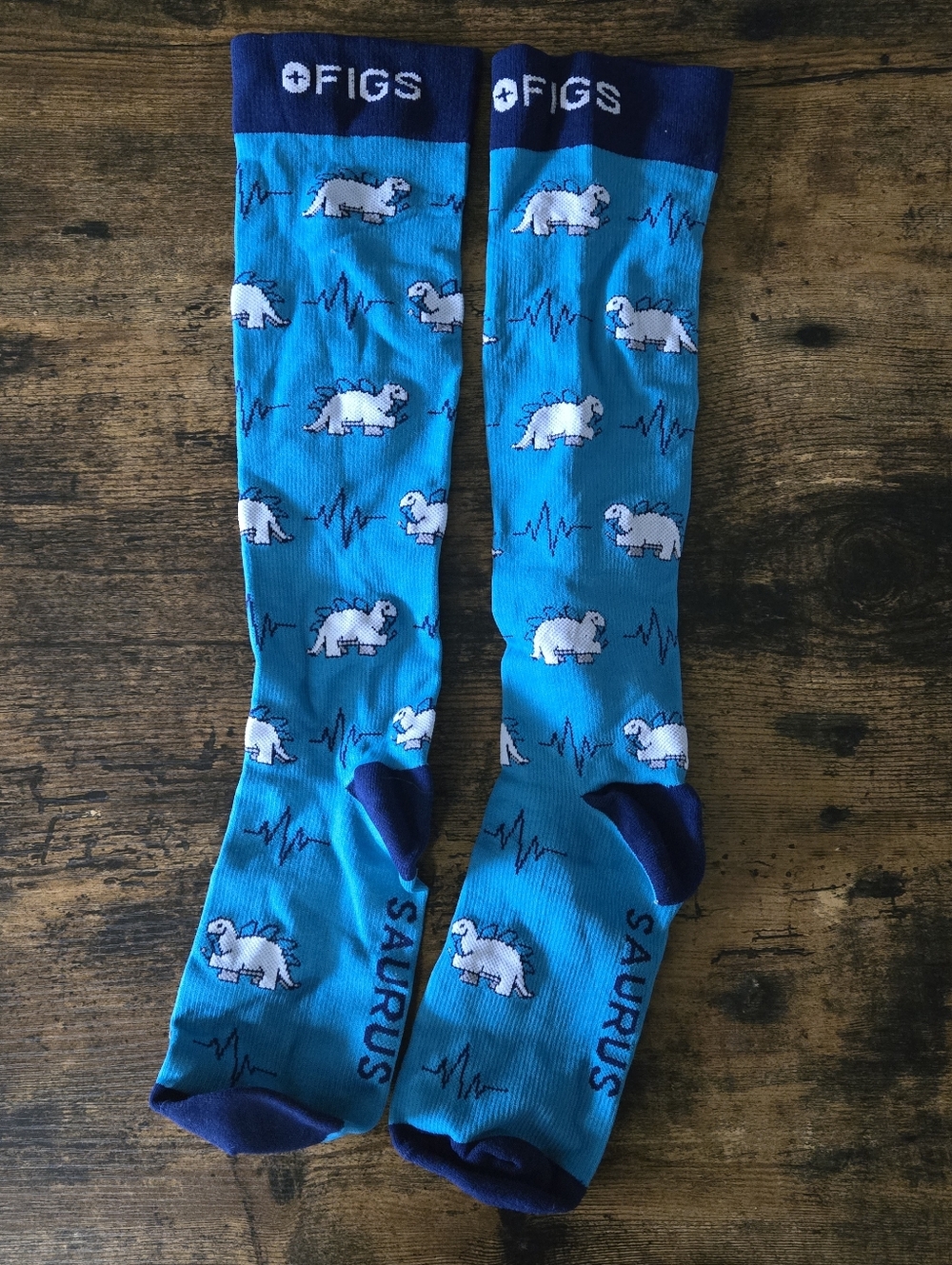 New Figs Compression Socks Dinosaur Size M
